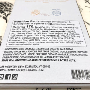 38% Organic Milk Chocolate Bar w/ Orange & Alaskan Sea Salt